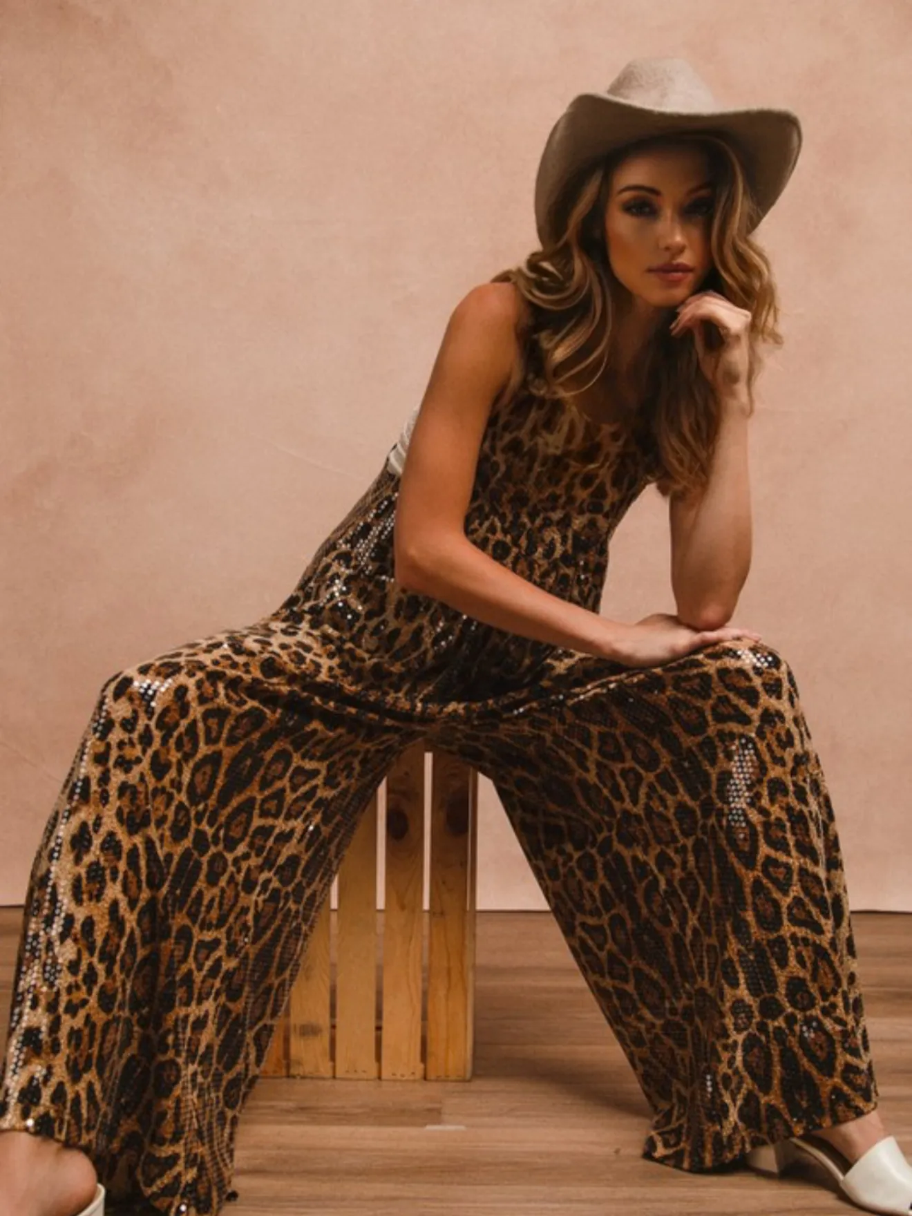 Leopard Sequin Overalls