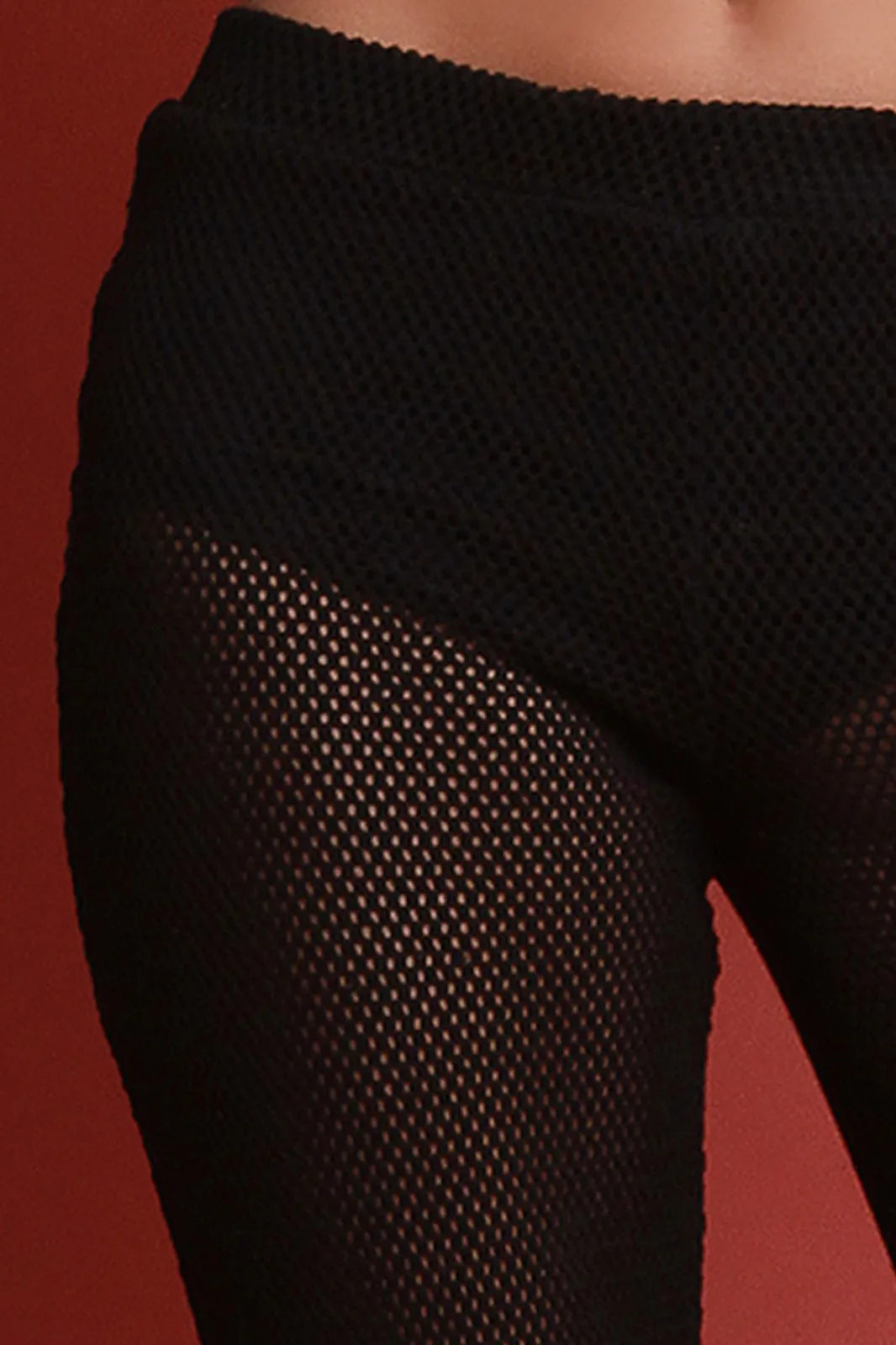 Loose Knit Frayed Hem Flared Pants