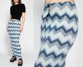 Medium 90s Blue Zig Zag Striped Maxi Skirt