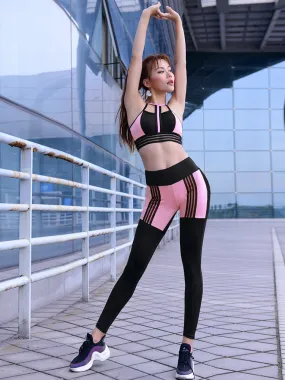 MIP CONTRAST PANEL LEGGINGS WITH BLACK STRIPE DETAIL