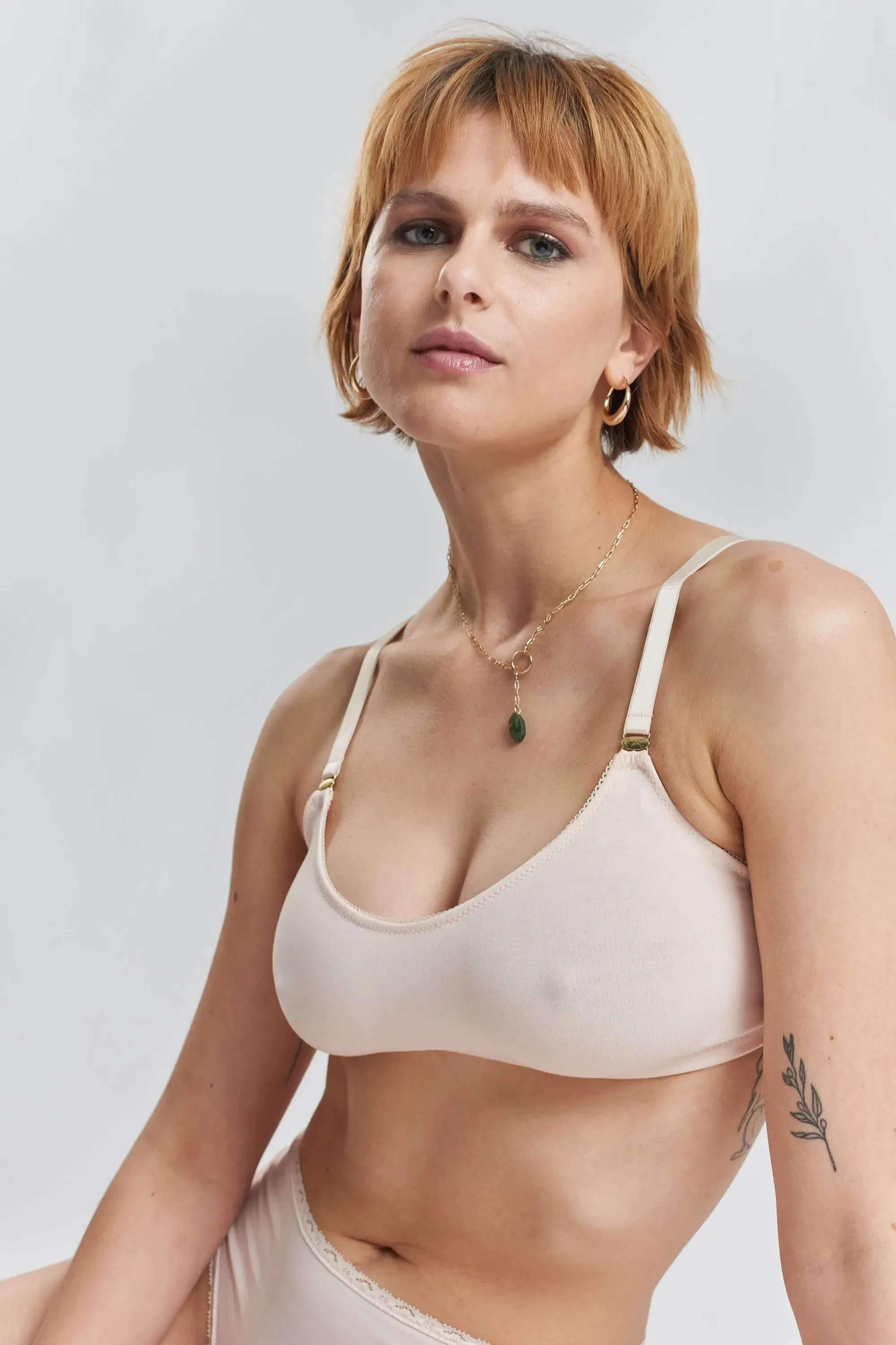 Myrtle Organic Stretch-Cotton Soft Bralette - Shoreline Peach
