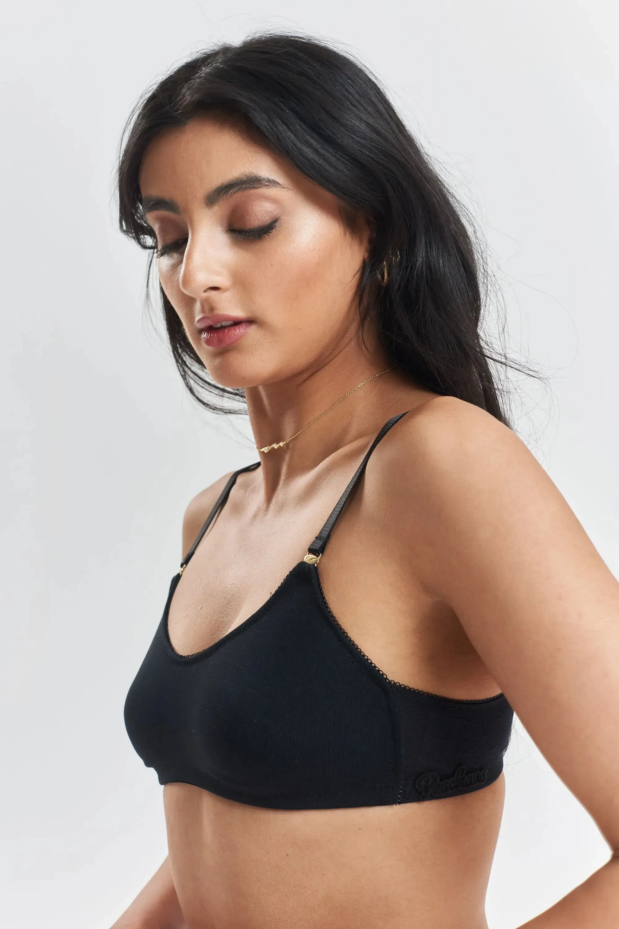 Myrtle Organic Stretch-Cotton Soft Bralette - Volcanic Black