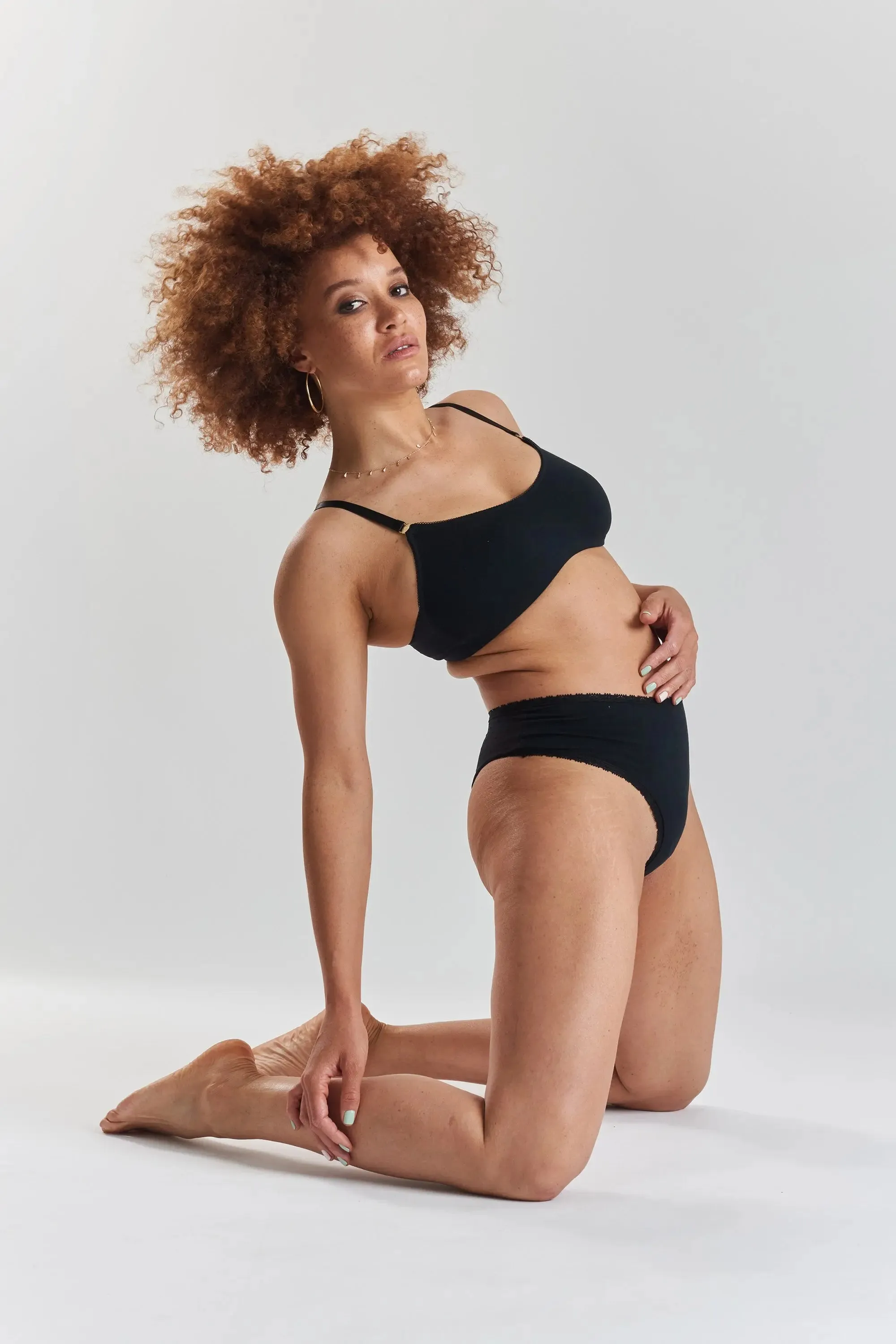 Myrtle Organic Stretch-Cotton Soft Bralette - Volcanic Black