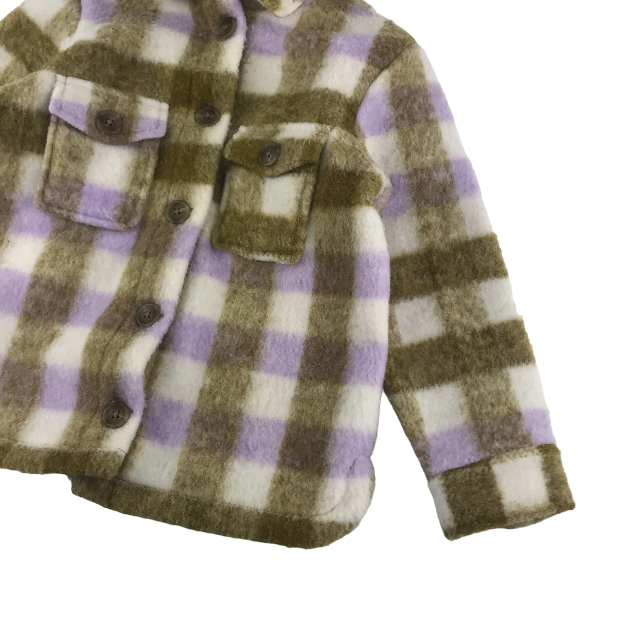 Nutmeg Fleece Jacket Age 5 Lilac Brown White Check Pattern