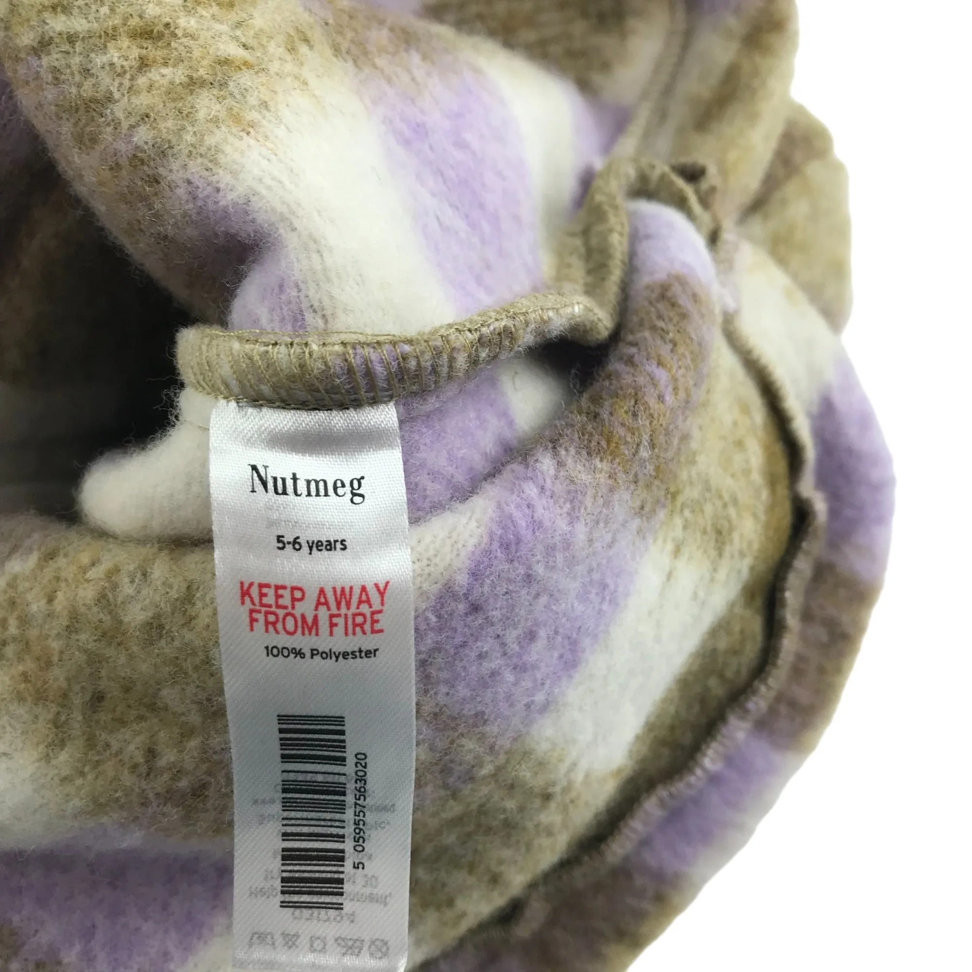 Nutmeg Fleece Jacket Age 5 Lilac Brown White Check Pattern