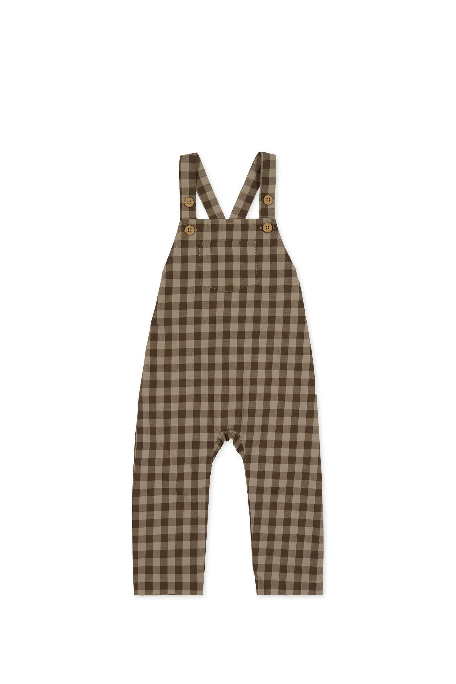 Organic Cotton Kingston Overall - Gingham Shitake