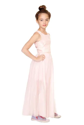 Pink Layered Mesh Maxi Skirt