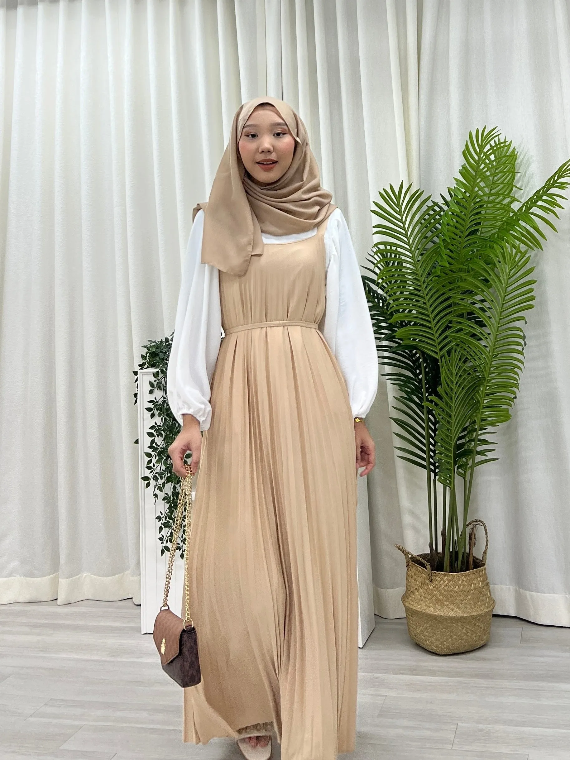 Pleated Slip On Dress