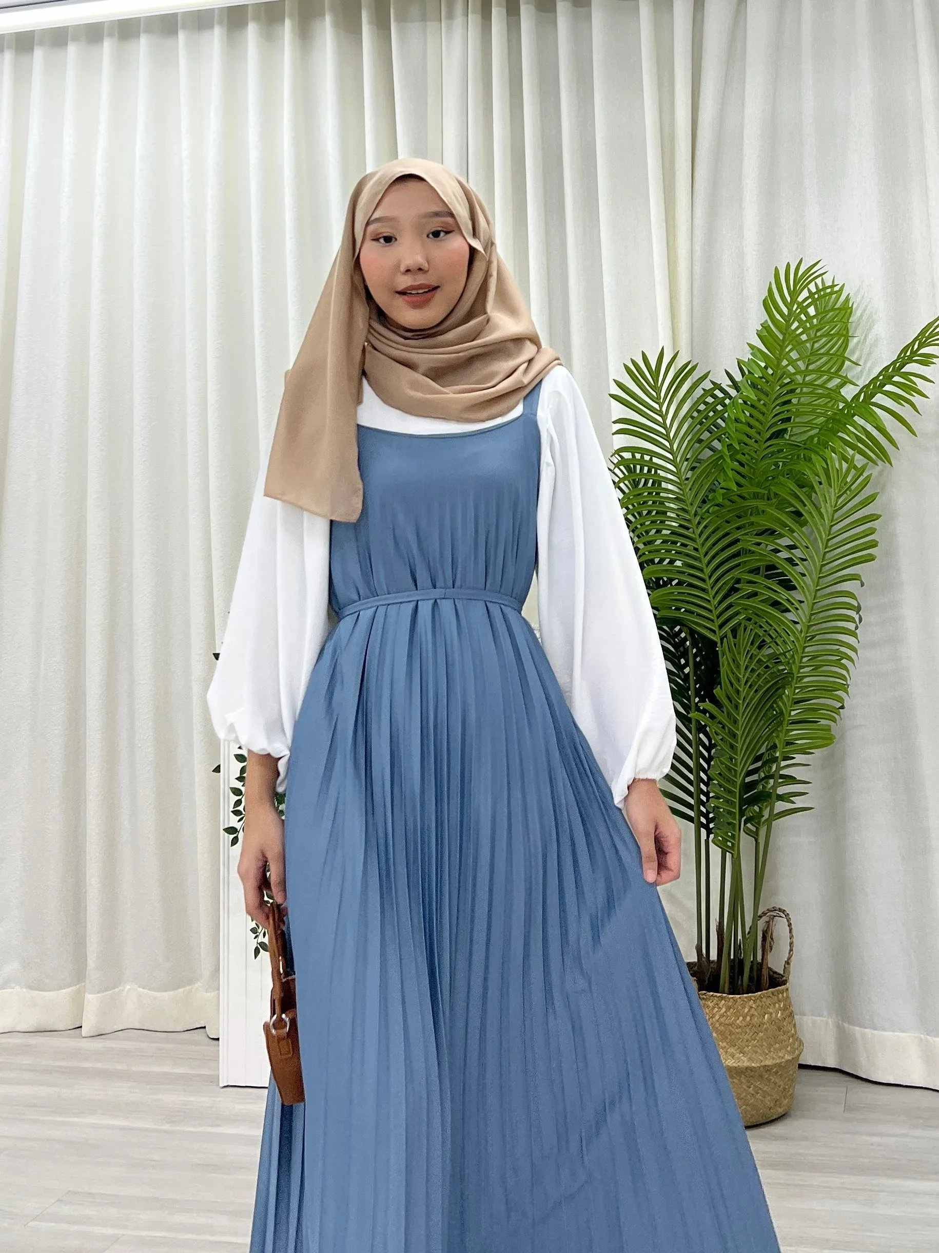 Pleated Slip On Dress