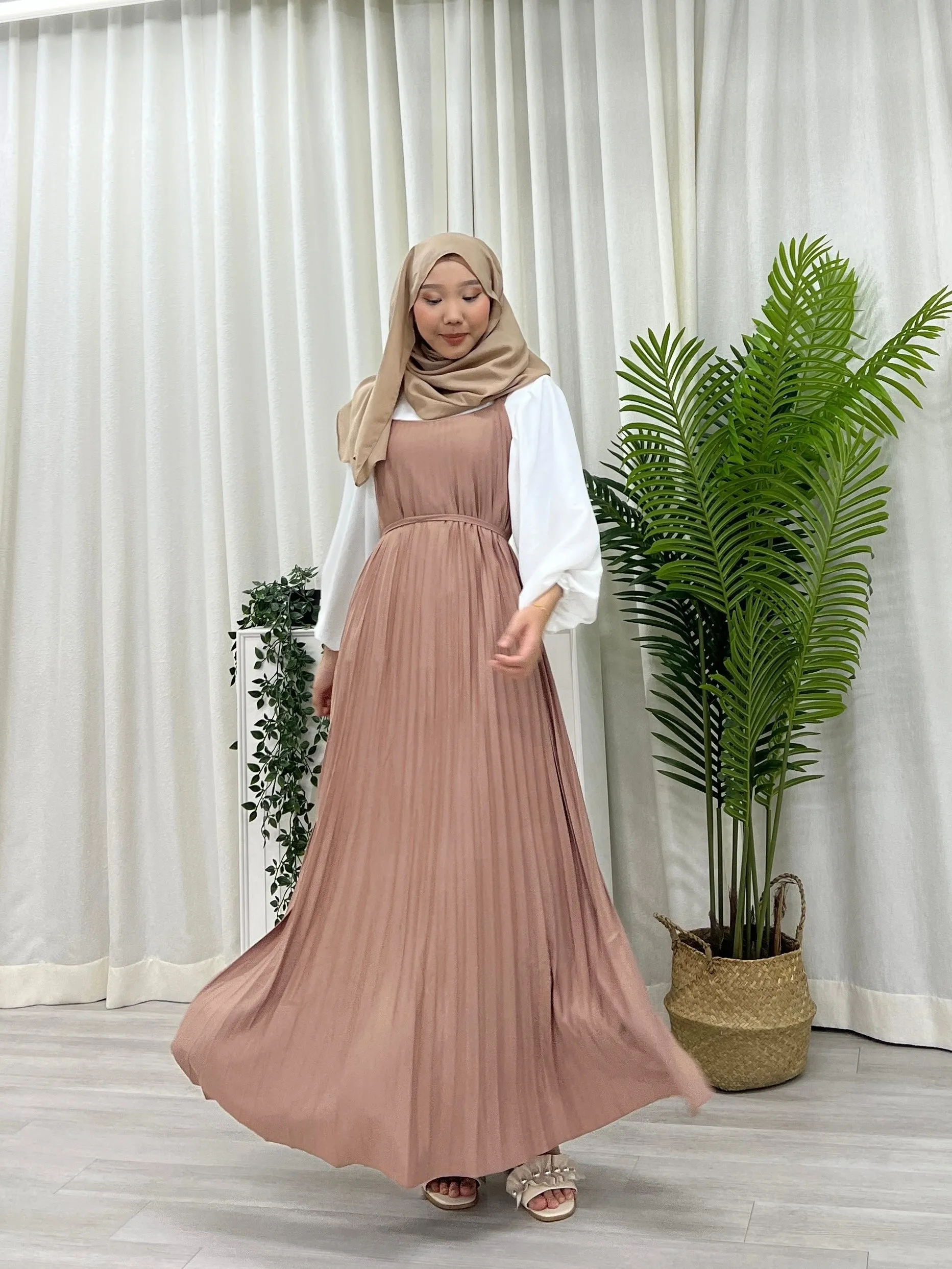 Pleated Slip On Dress