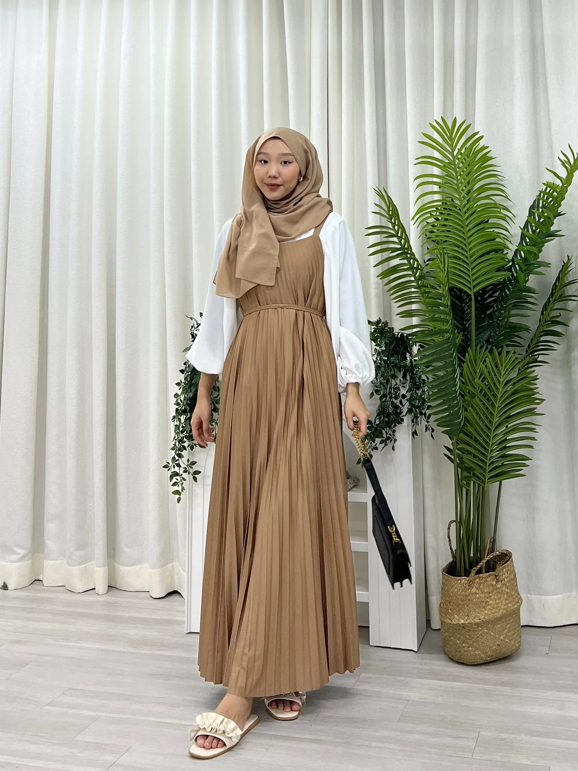 Pleated Slip On Dress