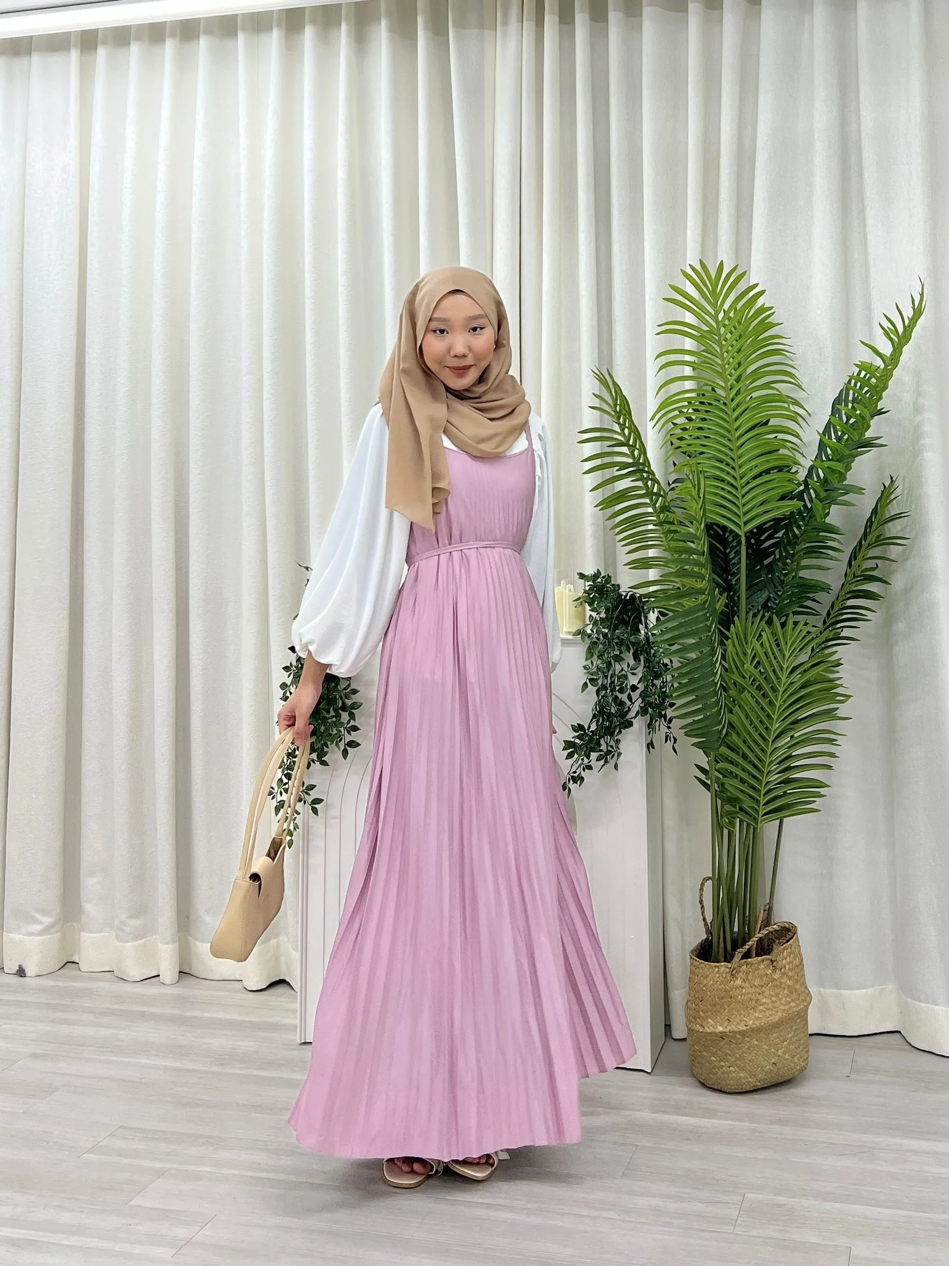 Pleated Slip On Dress