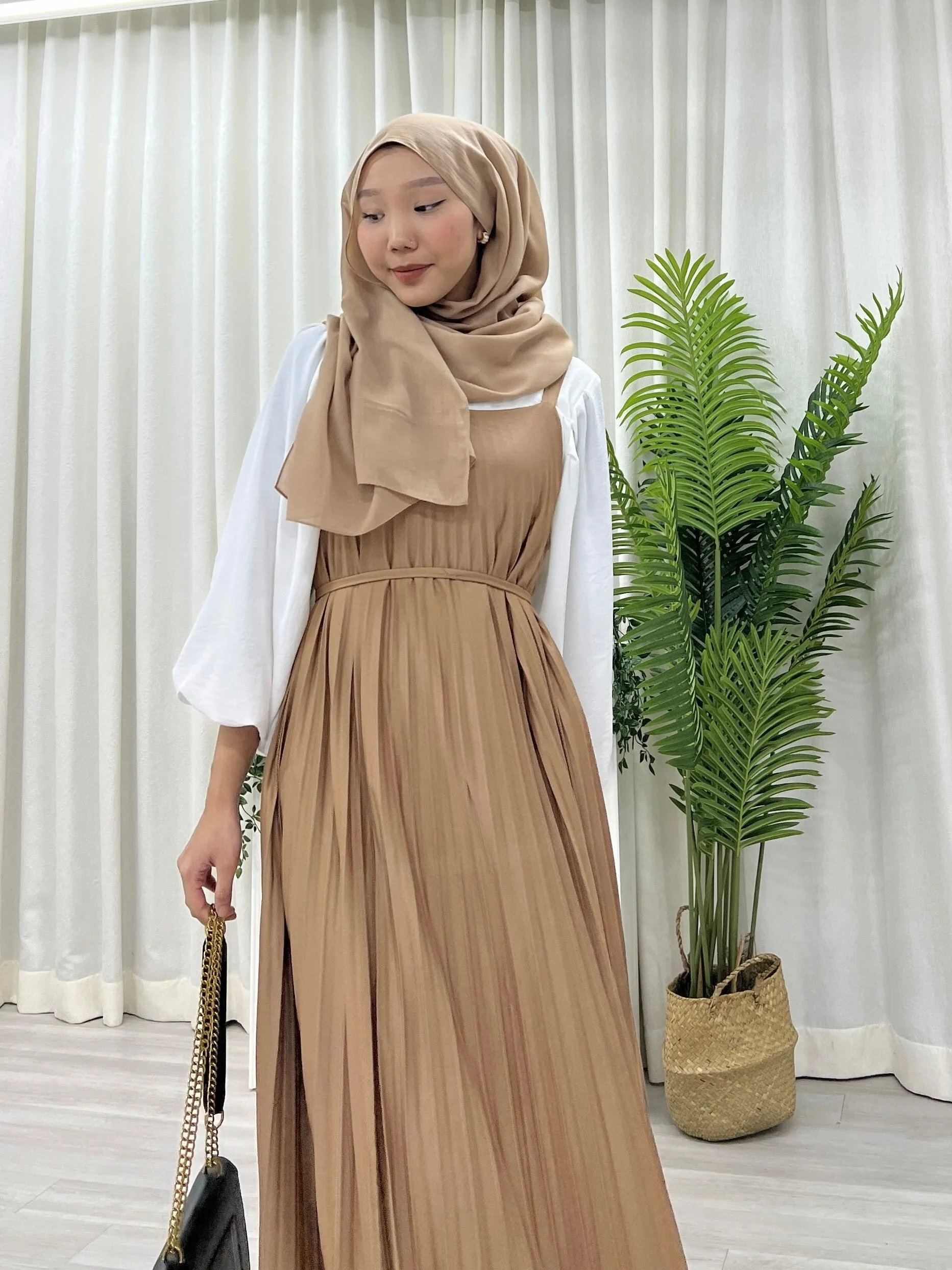 Pleated Slip On Dress