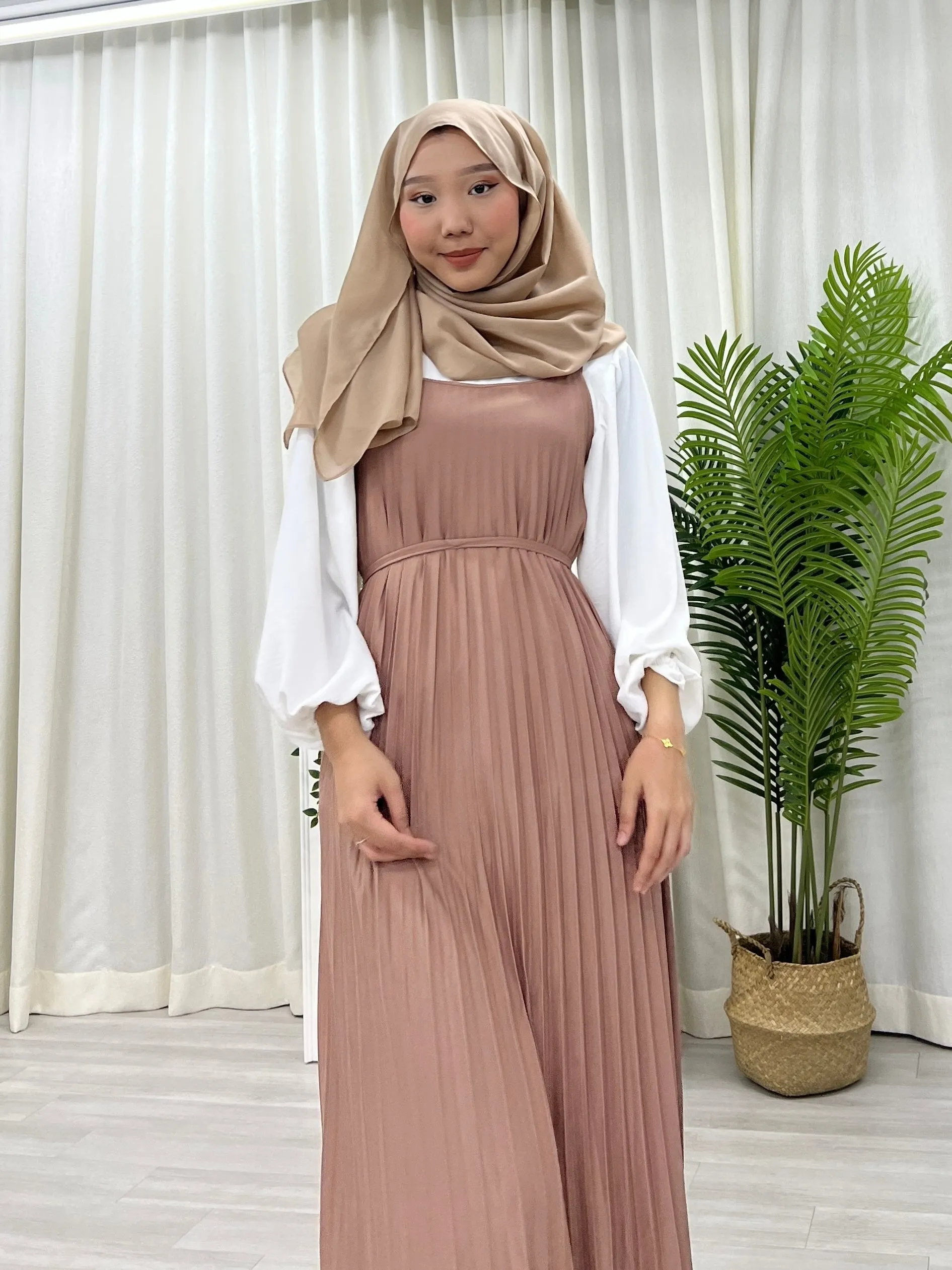 Pleated Slip On Dress