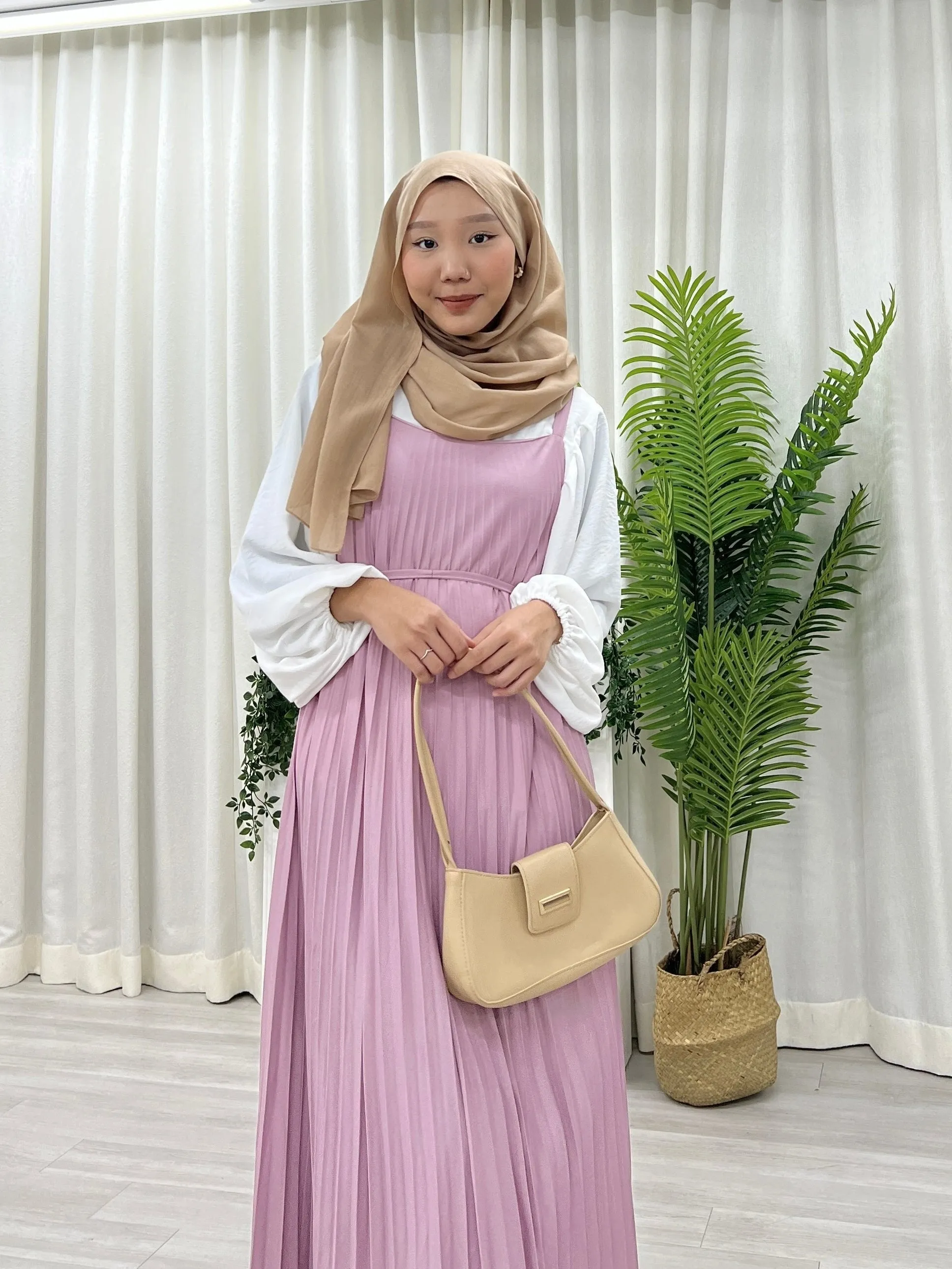 Pleated Slip On Dress