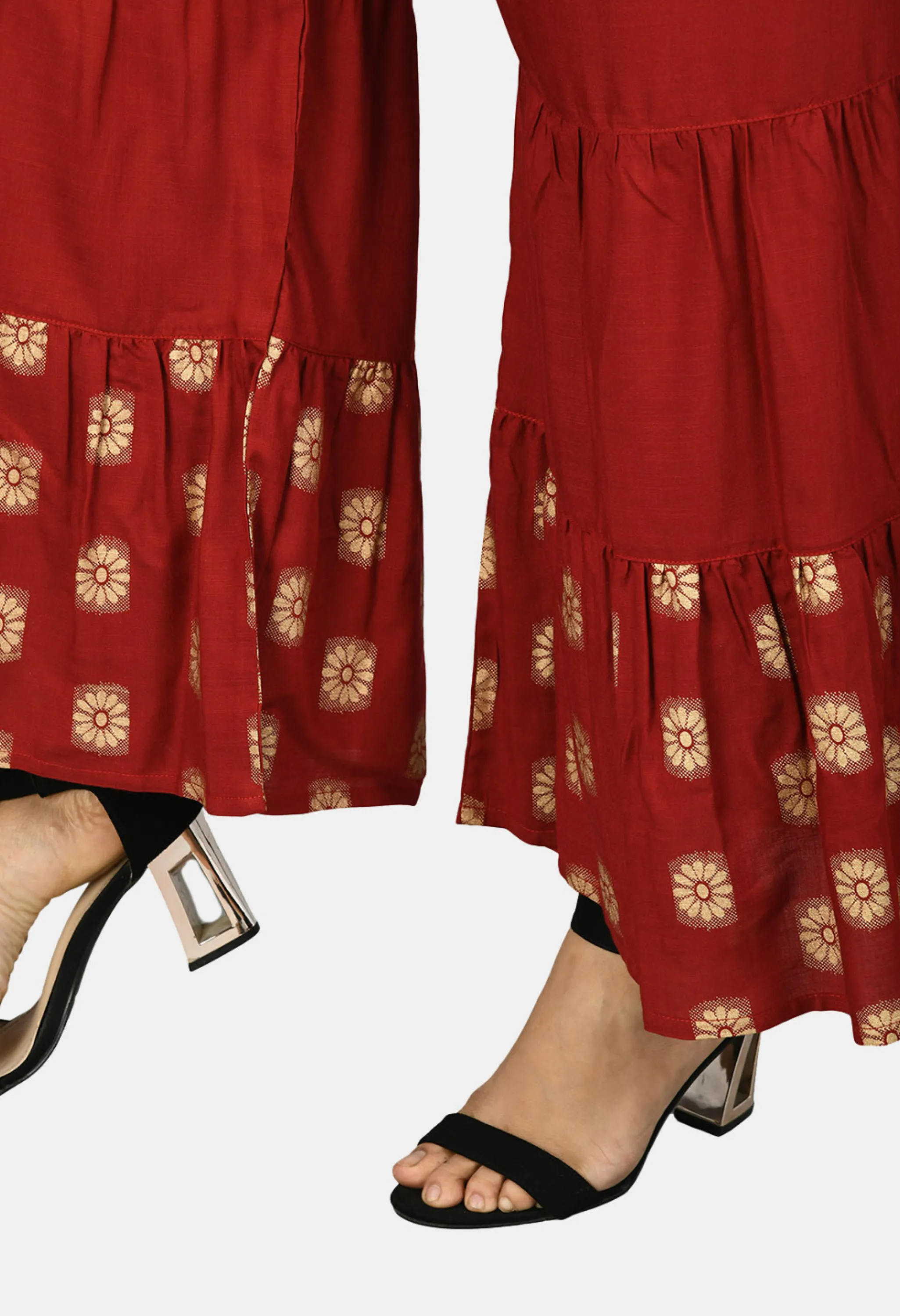 Plus Size Classic Maroon Designer Sharara Set