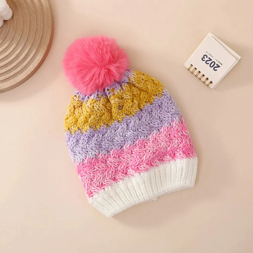 Rainbow Pom Pom Beanie