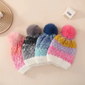 Rainbow Pom Pom Beanie