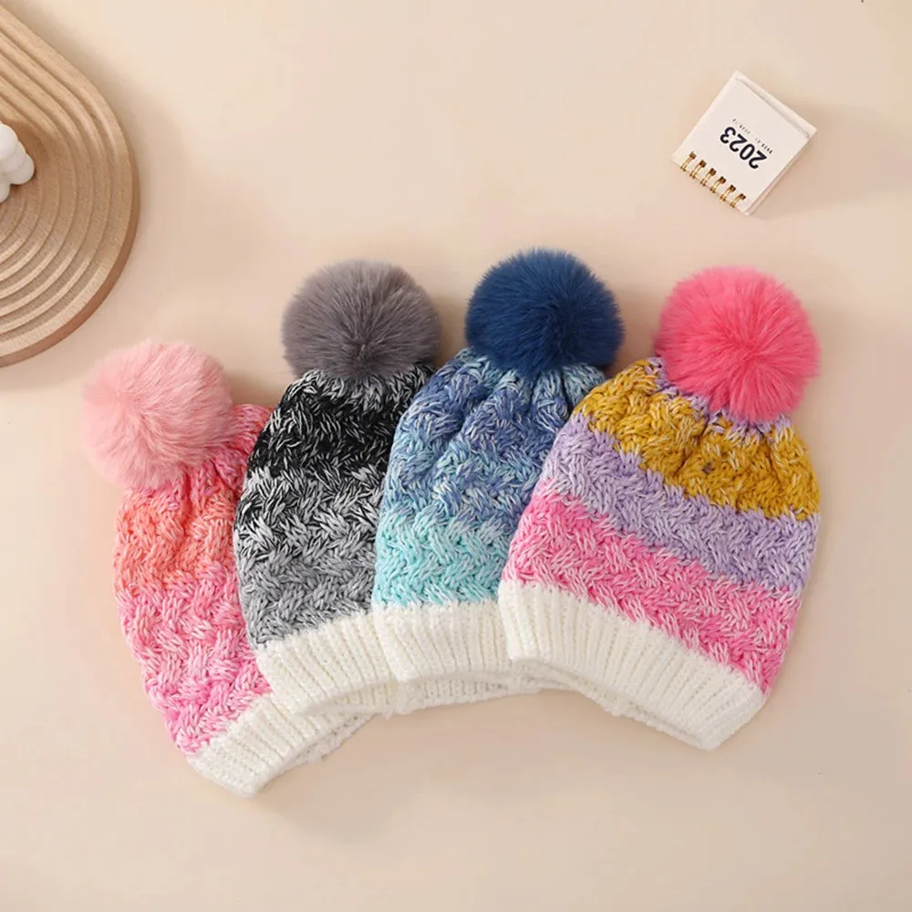 Rainbow Pom Pom Beanie