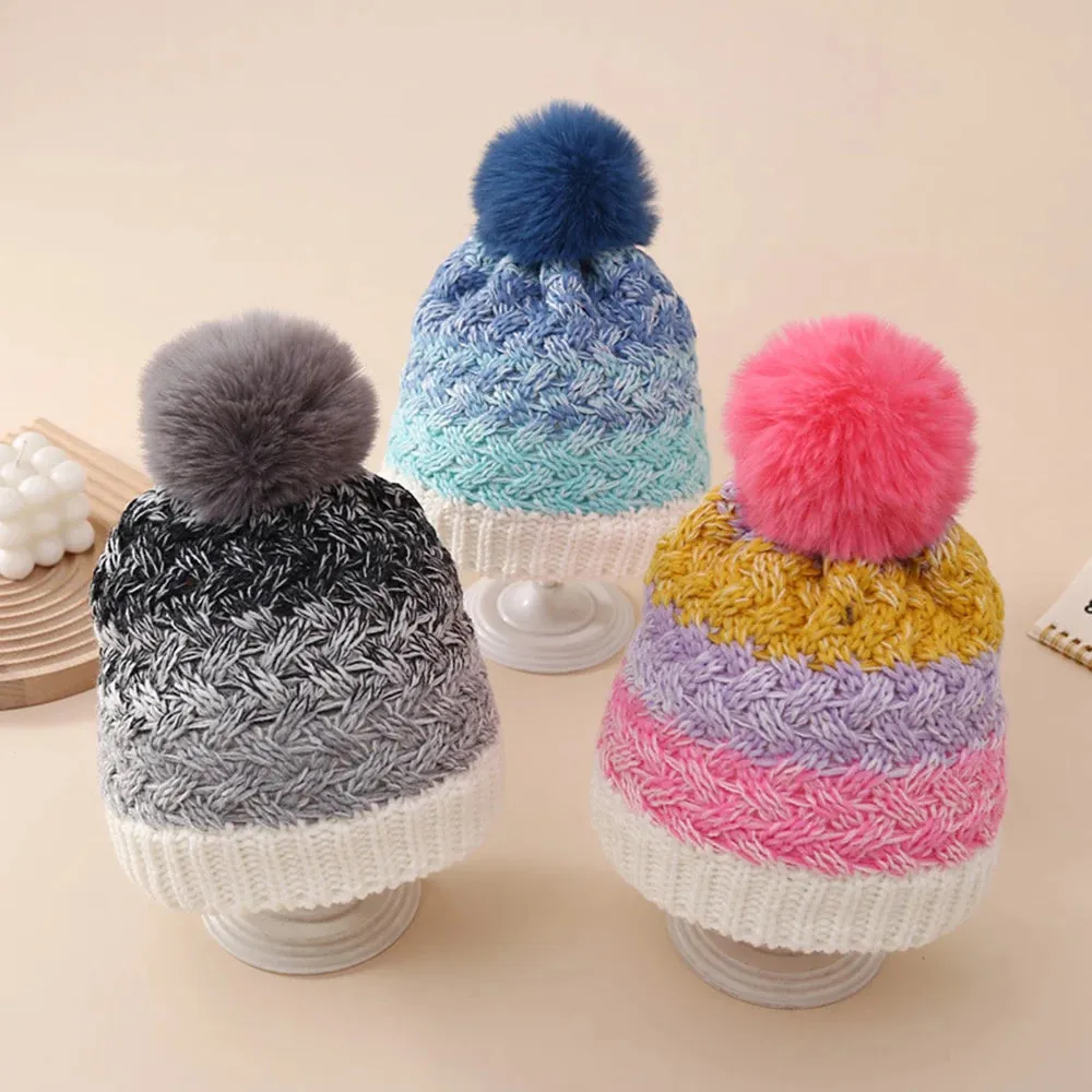 Rainbow Pom Pom Beanie
