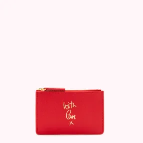 RED LEATHER WITH LOVE LOTTIE POUCH