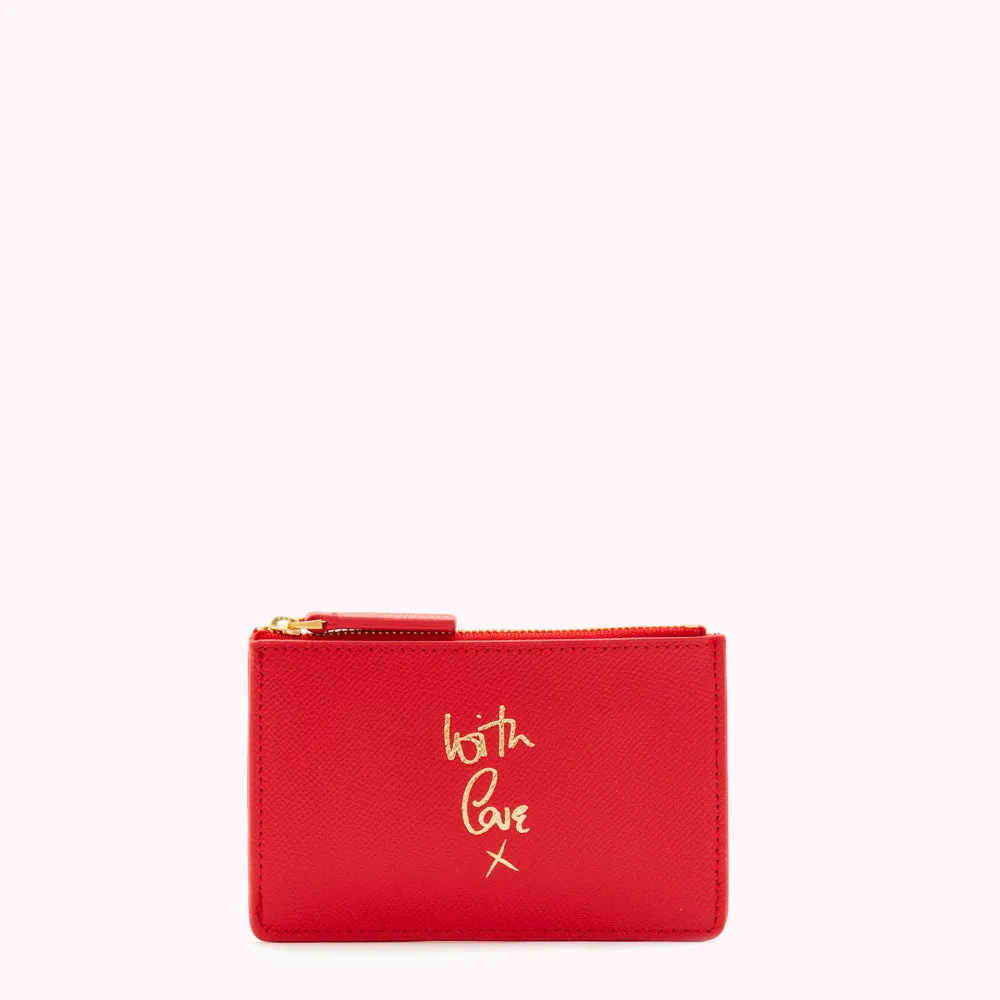 RED LEATHER WITH LOVE LOTTIE POUCH