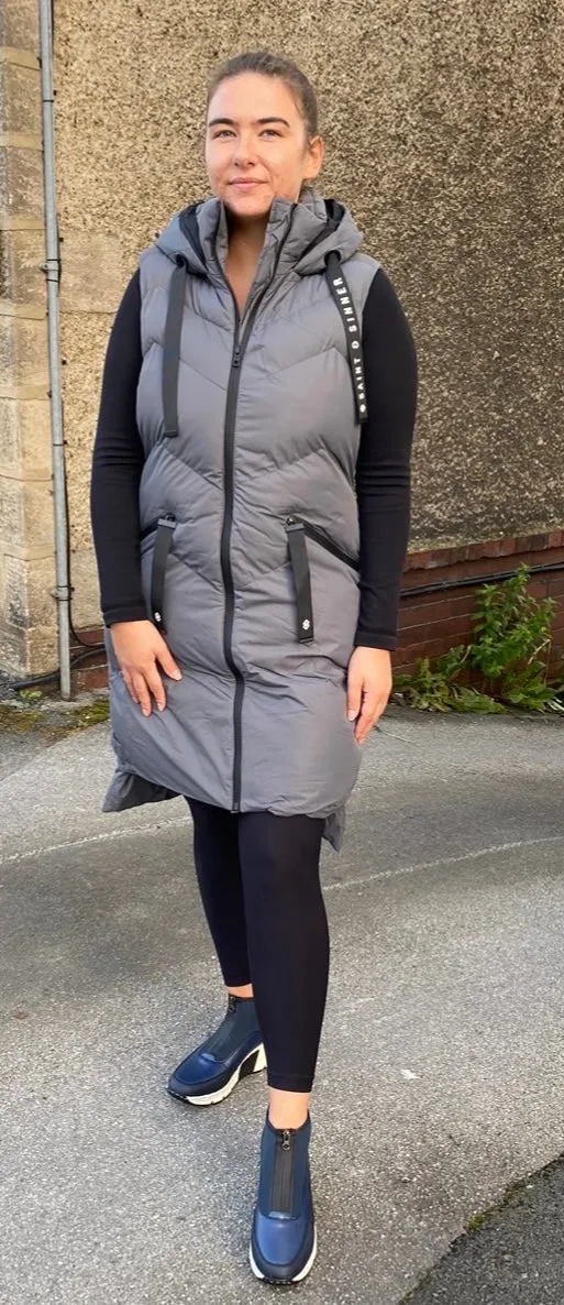 Saint & Sinner Beige Quilted Puffer Style Gilet With Hood