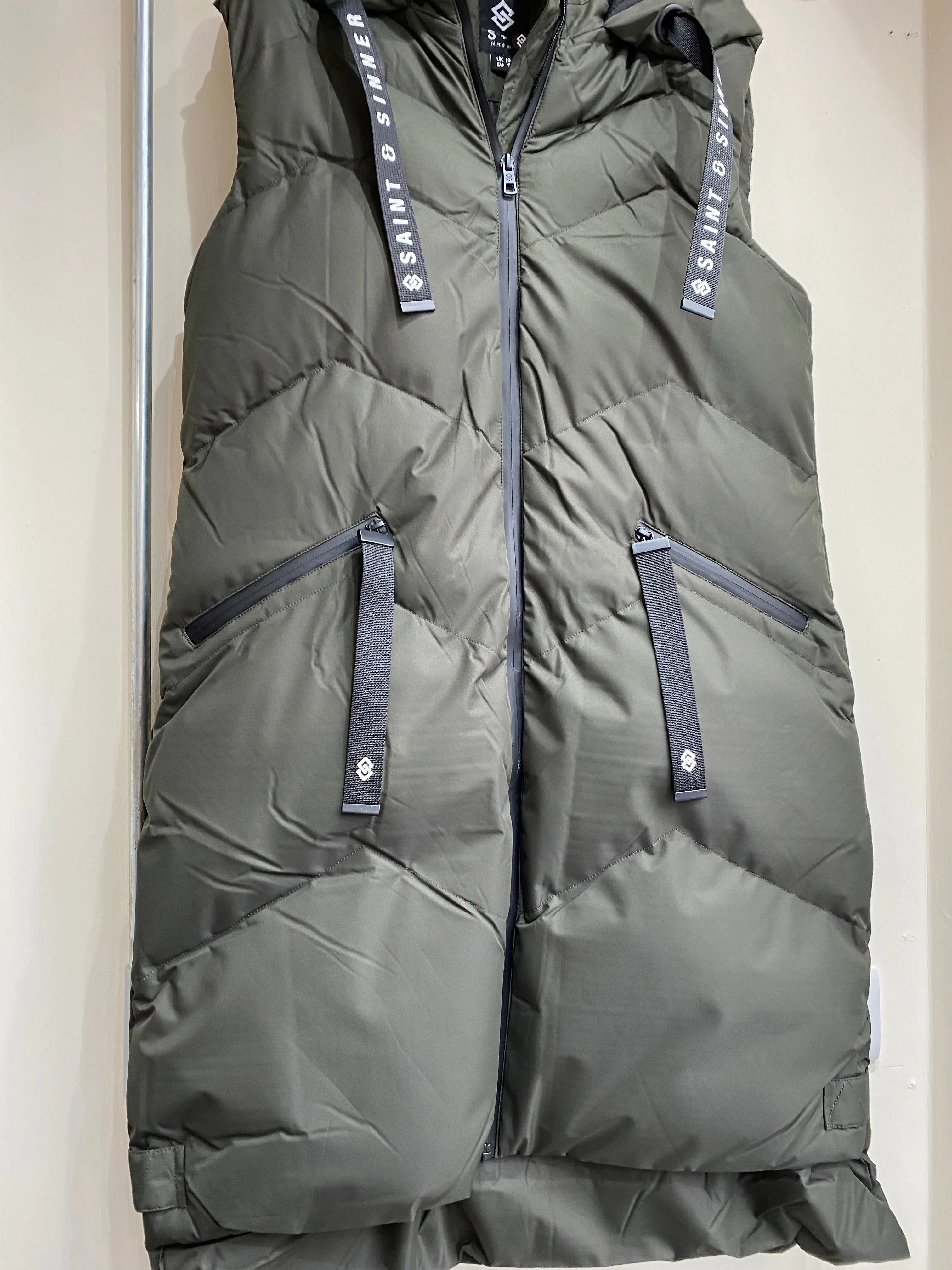 Saint & Sinner Beige Quilted Puffer Style Gilet With Hood