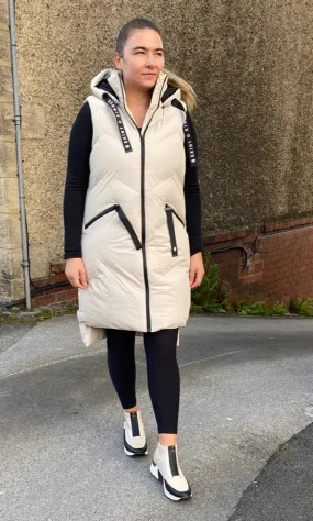 Saint & Sinner Beige Quilted Puffer Style Gilet With Hood