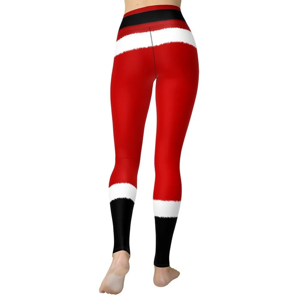 Santa's Simple Outfit Red Yoga Leggings