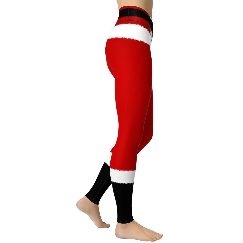 Santa's Simple Outfit Red Yoga Leggings
