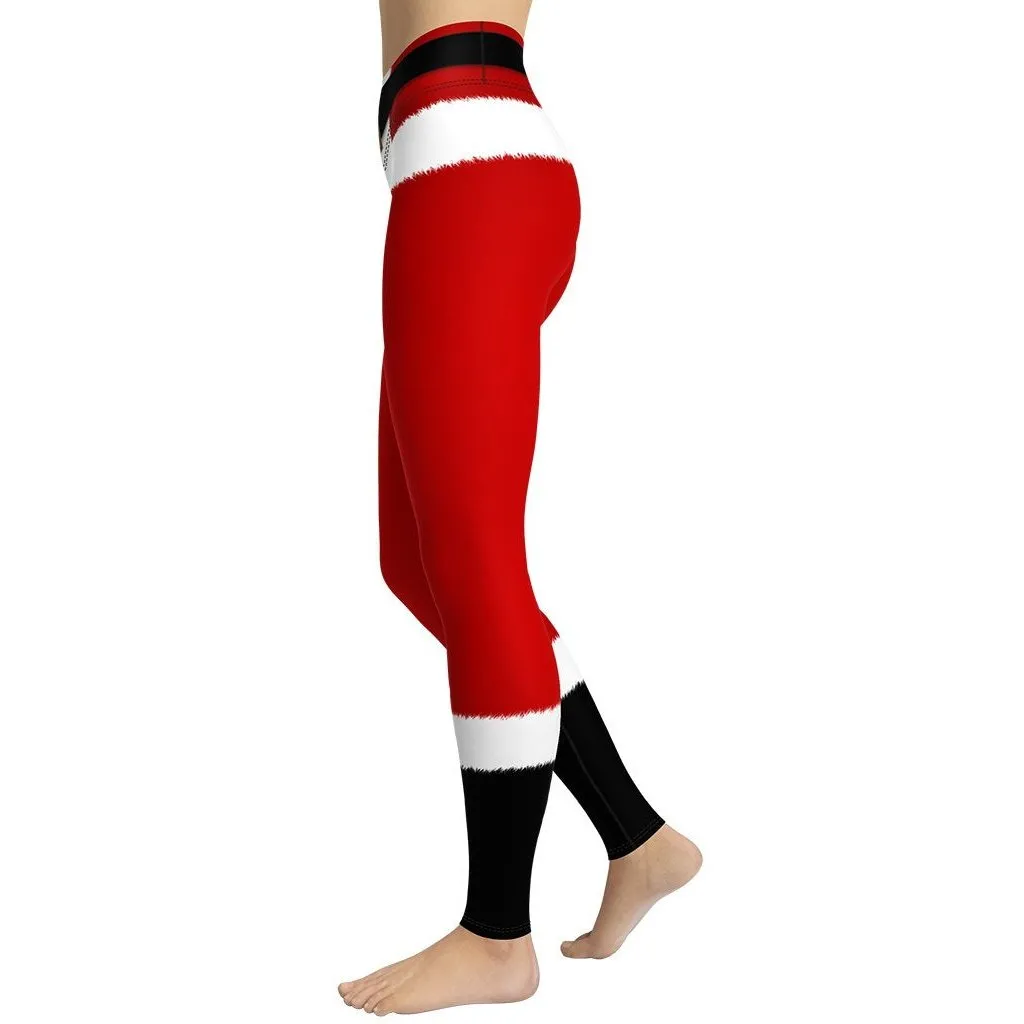 Santa's Simple Outfit Red Yoga Leggings