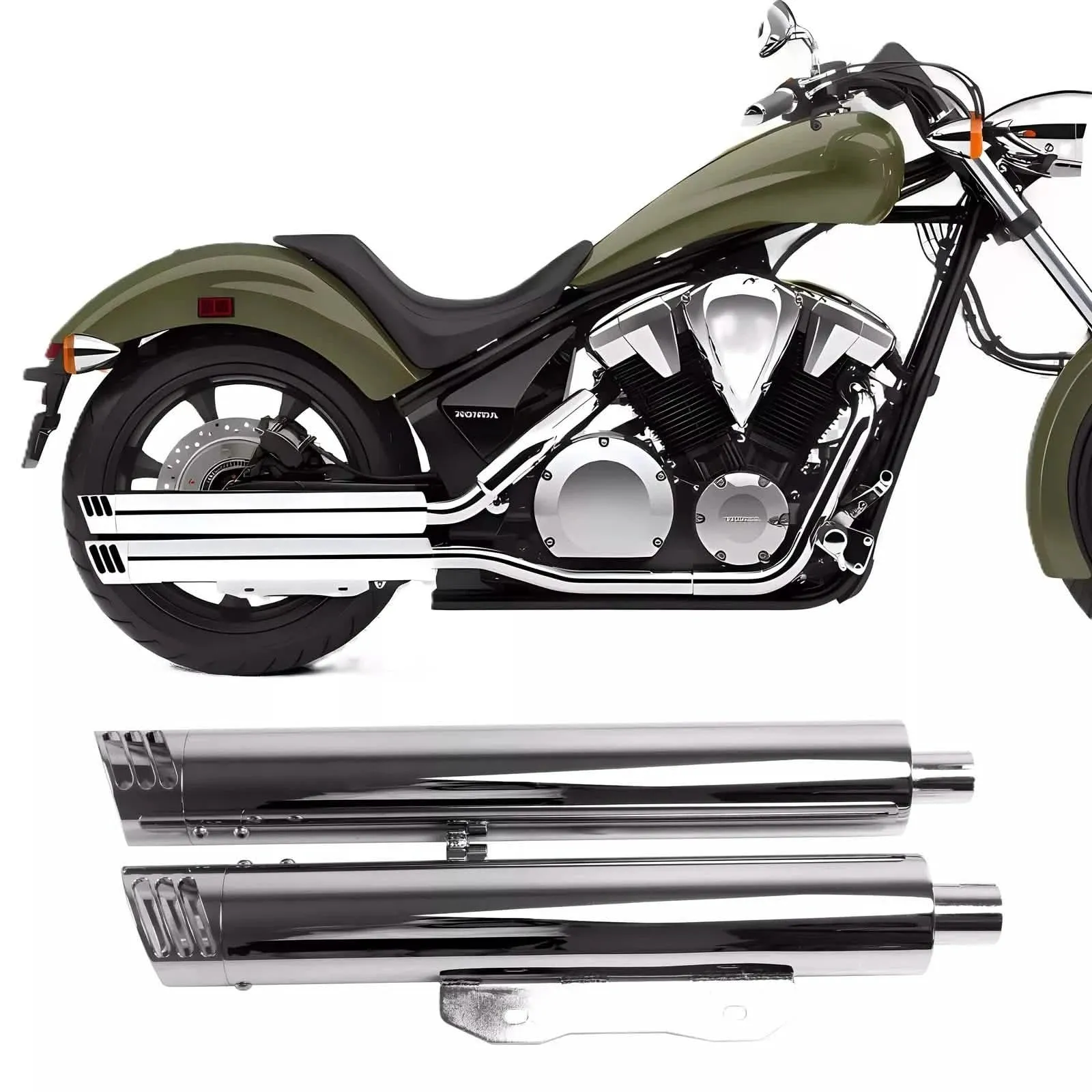 Sharkroad 3.0'' Slip on Mufflers for Honda Sabre, Stateline, Interstate & Honda Fury Exhaust 2010-2024