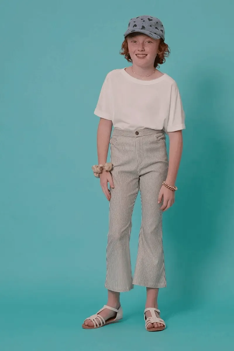 Stretch Pinstripe Flared Pants