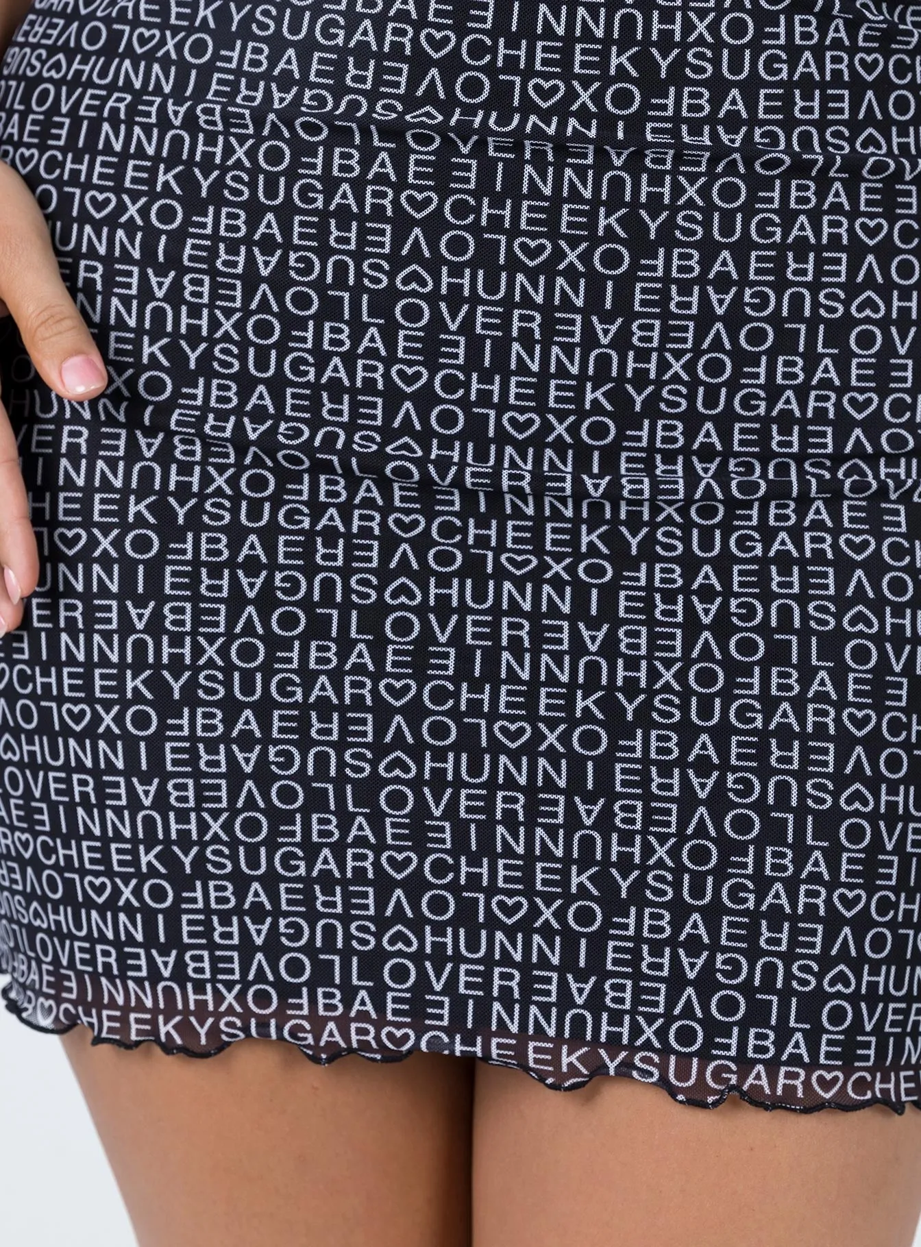 Text Me Mini Skirt Black