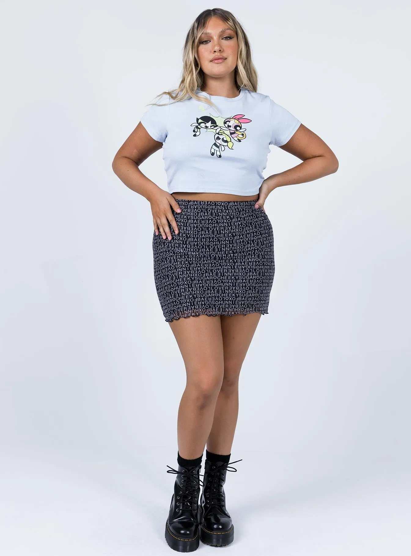 Text Me Mini Skirt Black