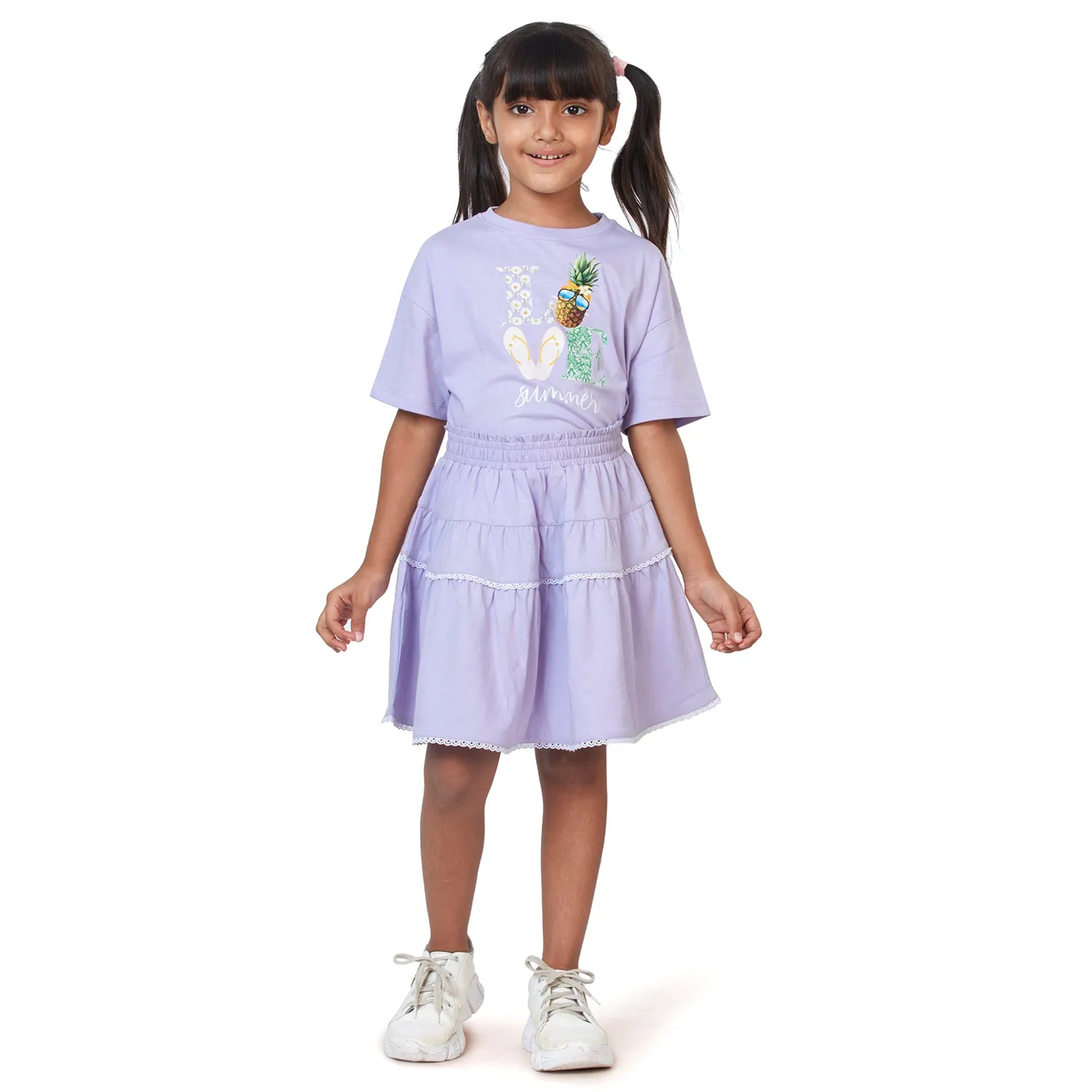 Tiered Pull-On Skirt - Lavender