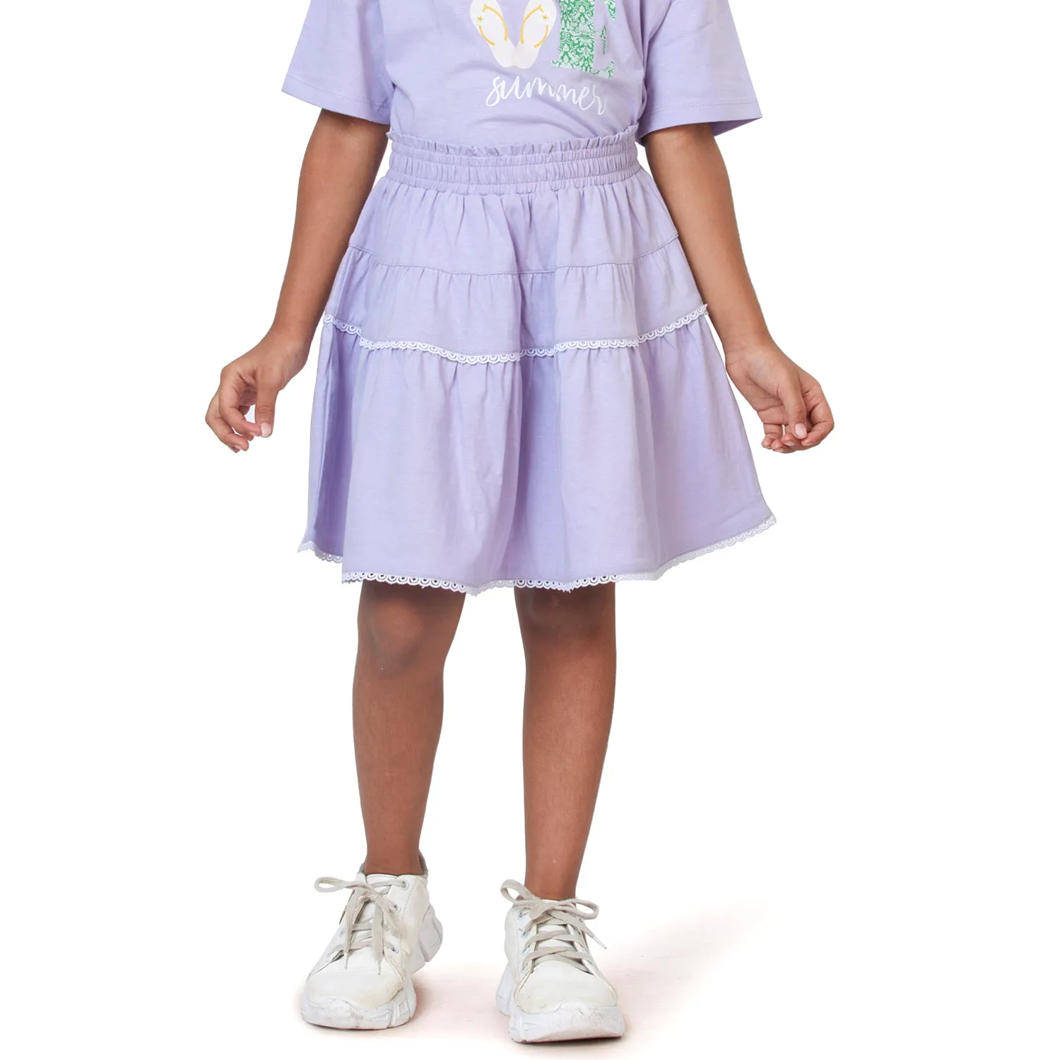 Tiered Pull-On Skirt - Lavender