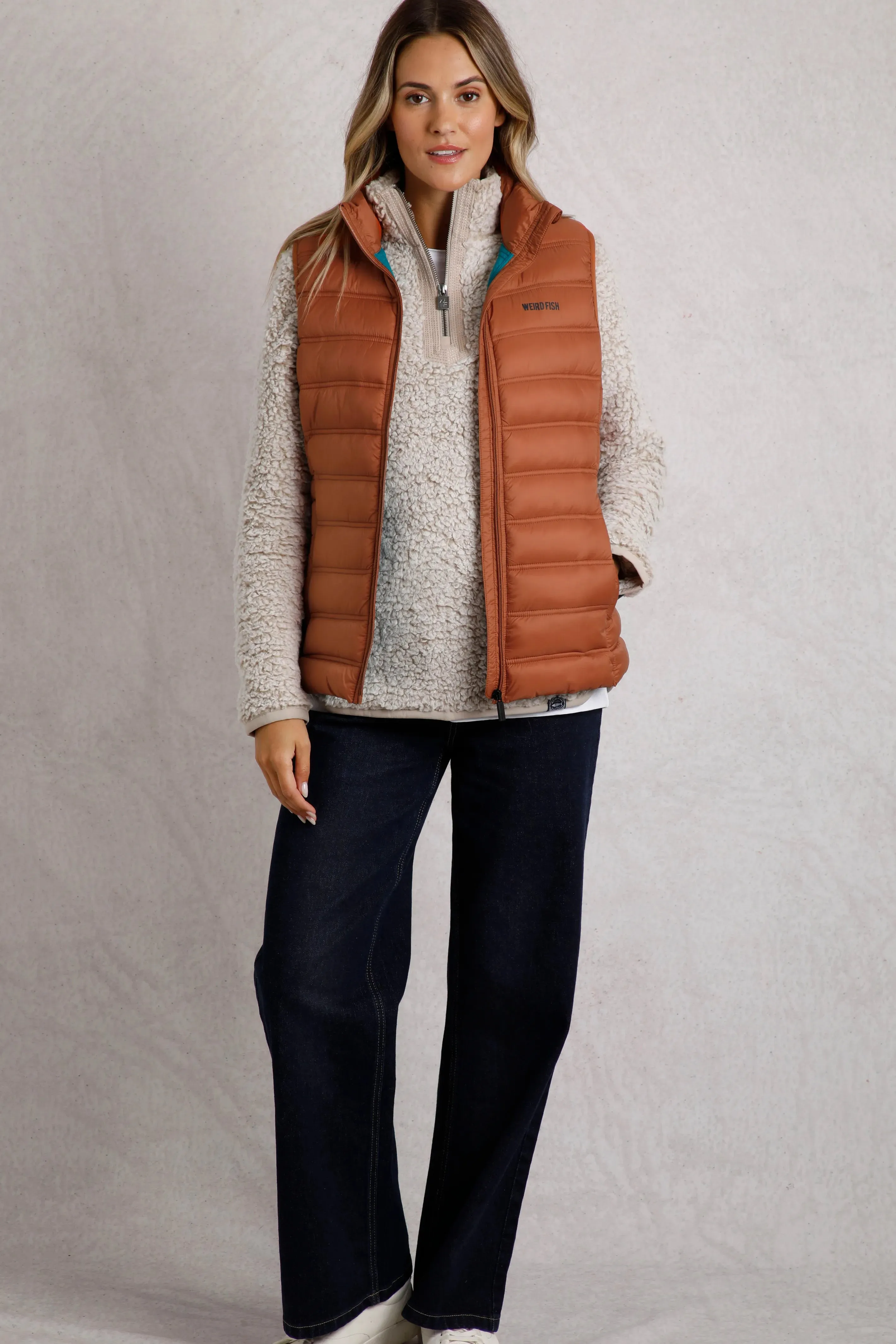 Weird Fish Atissa Lightweight Padded Gilet Rust