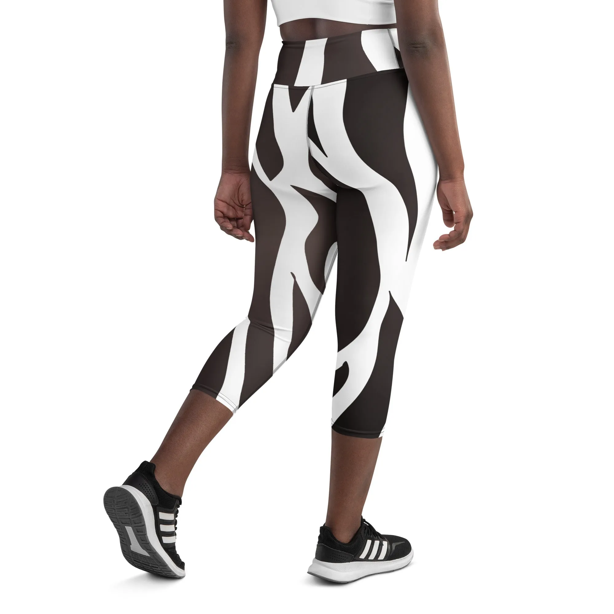 White and Black Zebra Yoga Capri Leggings | Fitness Capri Leggings, lioness-love