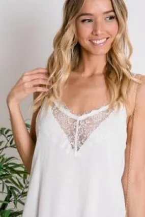 White lace trim cami