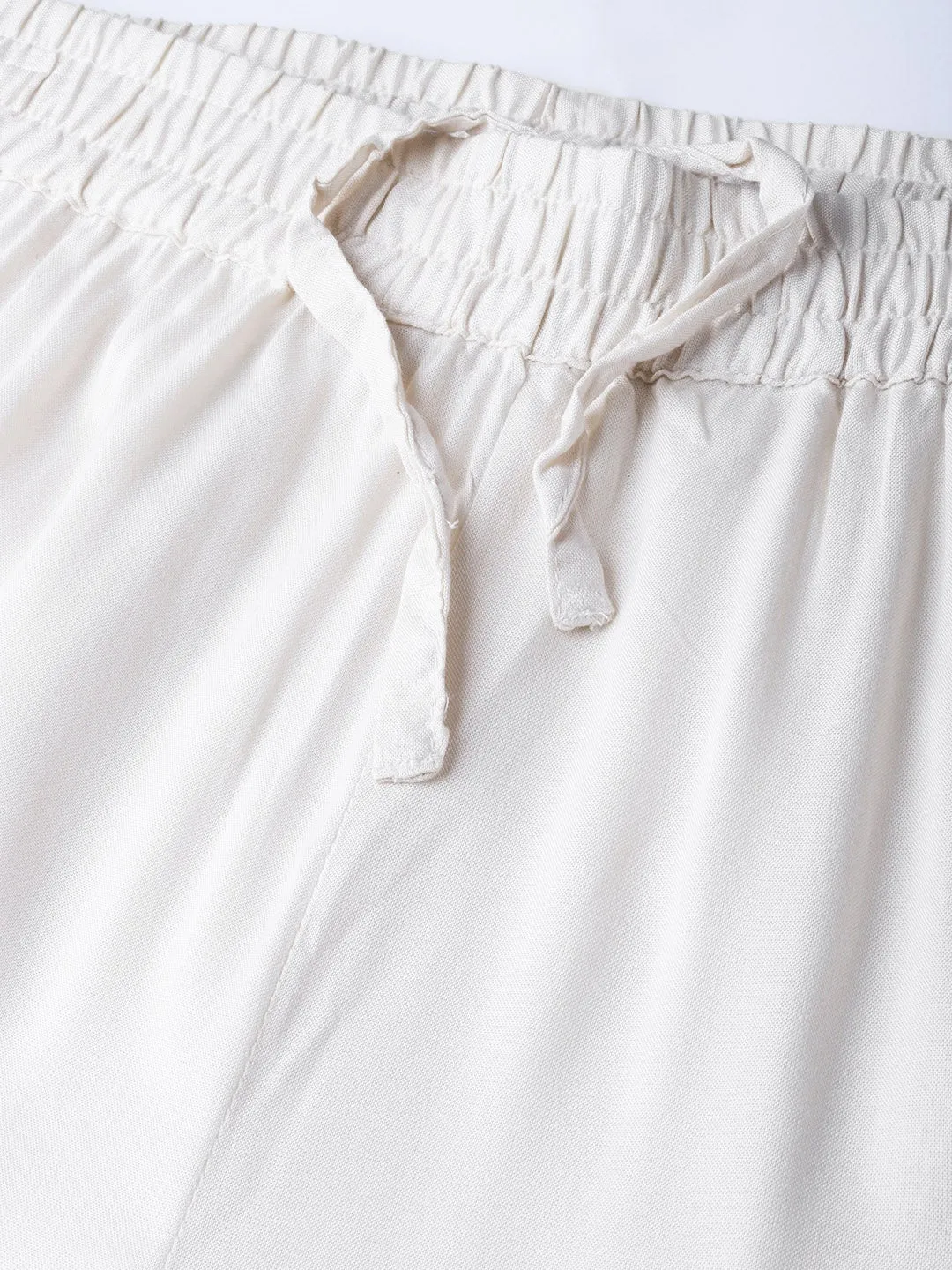 Women Off White Liva Solid Palazzo