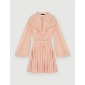 Women Ruffled Short Dress - Pale Pink